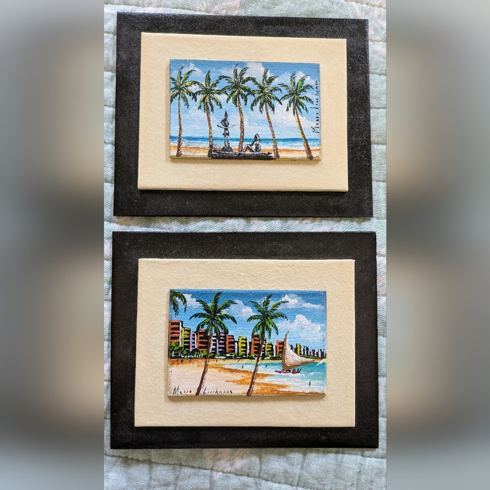 Original Art, Miniature Oil Paintings. 2 Piece Wall Art Set. So Beautiful.